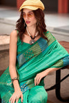 Jungle Green Soft Banarasi Silk Saree