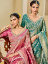 Teal Green Banarasi Tissue Silk Saree