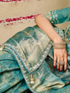 Teal Green Banarasi Tissue Silk Saree
