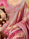 Rani Pink Banarasi Tissue Silk Saree