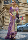 Laurel Green And Purple Printed Patola Silk Saree