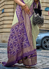 Laurel Green And Purple Printed Patola Silk Saree