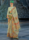 Laurel Green Kashmiri Jamawar Organza Silk Saree