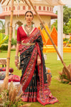 Lava Black Printed Patola Silk Saree