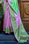 Lavender and Green Soft Silk Saree