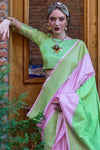 Lavender and Green Soft Silk Saree