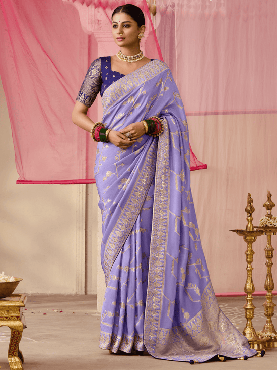 Lavender Banarasi Dola Silk Saree