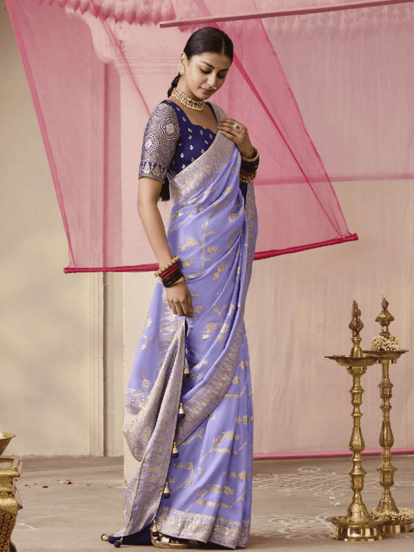 Lavender Banarasi Dola Silk Saree