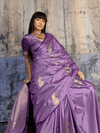 Lavender Banarasi Satin Silk Saree