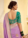 Lavender Banarasi Silk Saree With Contrast Blouse