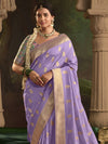 Lavender Banarasi Silk Saree With Golden Zari Butis