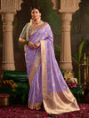 Lavender Banarasi Silk Saree With Golden Zari Butis