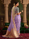 Lavender Banarasi Silk Saree With Golden Zari Butis