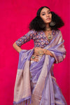 Lavender Banarasi Tissue Silk Saree