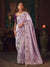 Lavender Designer Tissue Silk Saree with Contrast Blouse