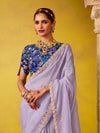 Lavender Georgette Designer Saree