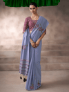 Lavender Jamdani Cotton Silk Saree With Contrast Blouse