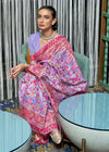 Lavender Multicolor Kashmiri Jamawar Woven Saree