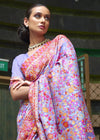 Lavender Multicolor Kashmiri Jamawar Woven Saree