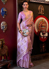 Lavender Pink Banarasi Woven Satin Silk Saree