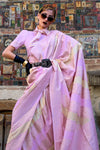 Lavender Pink Rangkaat Katan Handloom Silk Saree