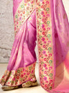 lavender Pink Zari Woven Banarasi Silk Saree With Contrast Blouse