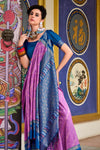 Lavender Purple and Royal Blue Banarasi Soft Silk Saree