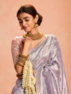 lavender Purple Banarasi Bridal Tissue Silk Saree