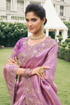 lavender Purple Banarasi Tissue Silk Saree With Embroidery