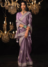 Lavender Purple Heavy Embroidery Designer Silk Saree