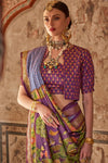 Lavender Purple Printed Patola Saree