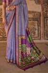 Lavender Purple Printed Patola Saree