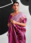 Lilac Purple Woven Designer Linen Cotton Saree