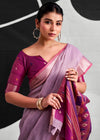 Lilac Purple Woven Designer Linen Cotton Saree