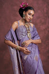 Lavender Satin Banarasi Saree