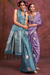 Lavender Satin Banarasi Saree