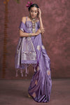 Lavender Satin Banarasi Saree