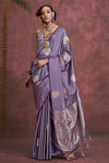 Lavender Satin Banarasi Saree