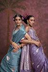 Lavender Satin Banarasi Saree