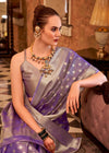 Lavender Silver Banarasi Tissue Silk Saree
