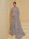 lavish Grey Banarasi Silk Saree With Grand Embroidery