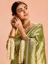 Leaf Green Banarasi Bridal Tissue Silk Saree