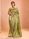 Leaf Green Banarasi Bridal Tissue Silk Saree