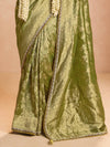 Leaf Green Banarasi Bridal Tissue Silk Saree