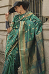 Leaf Green Banarasi Soft Silk Saree