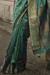 Leaf Green Banarasi Soft Silk Saree