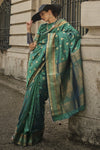 Leaf Green Banarasi Soft Silk Saree