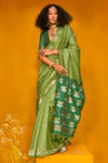 Leaf Green Tussar Silk Saree