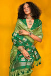 Leaf Green Tussar Silk Saree