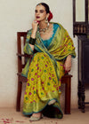 Lemon Green Brasso Designer Soft Silk Saree